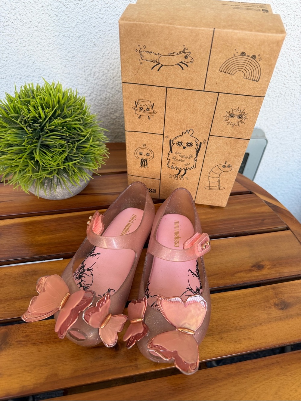 Mini Melissa Pink Butterfly Jelly Mary Jane Flats